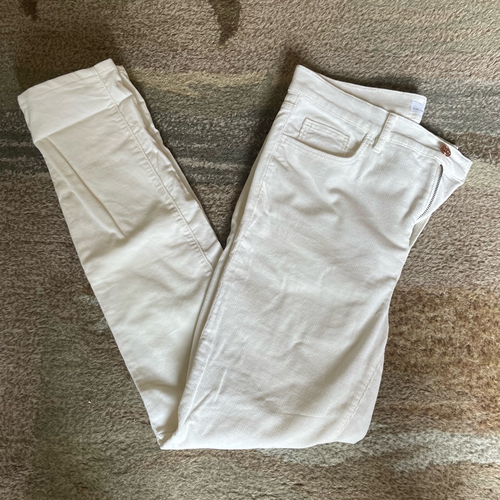 EUC Loft high rise skinny corduroy pant 8 ivory